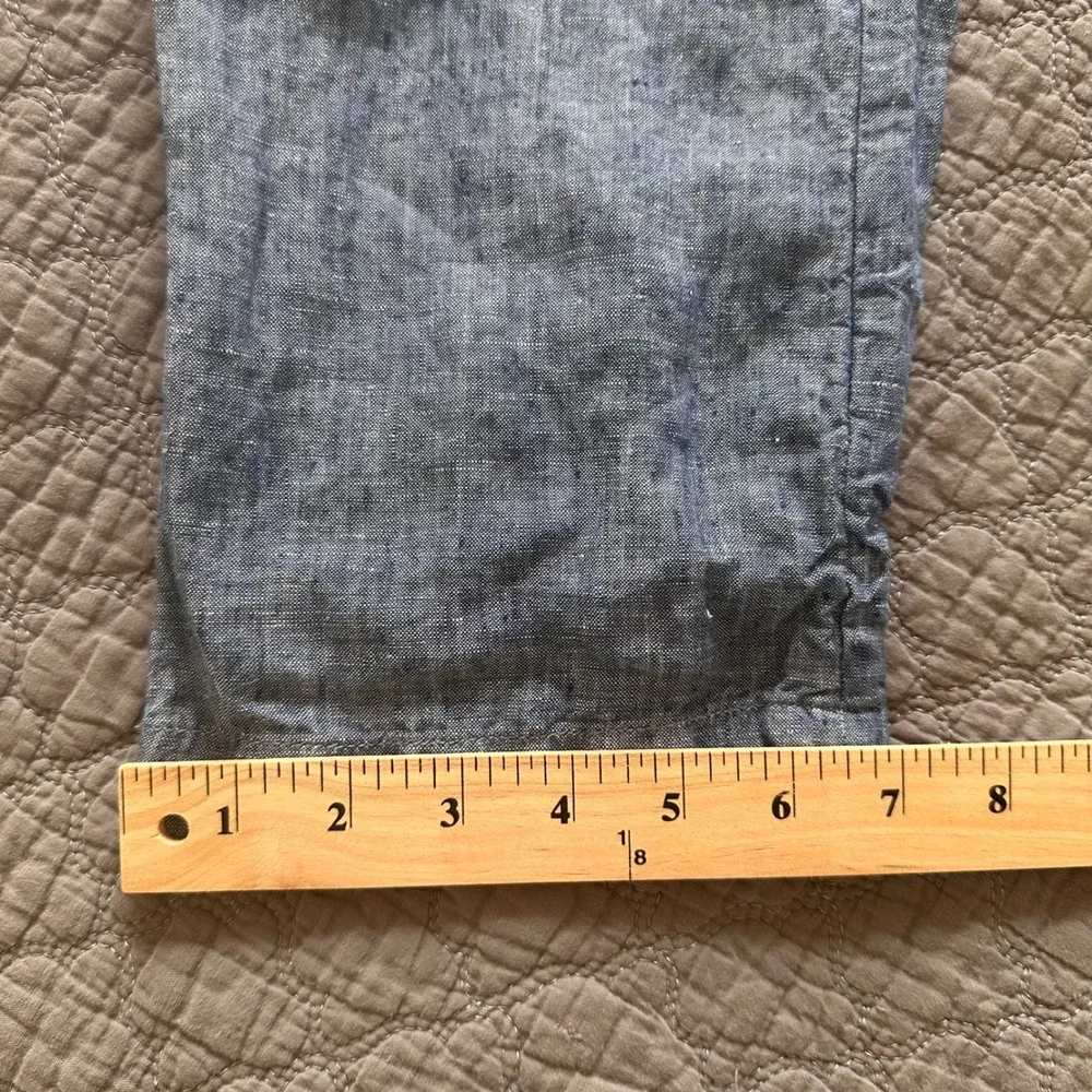 Men's Blue Linen-Blend Casual Trousers
